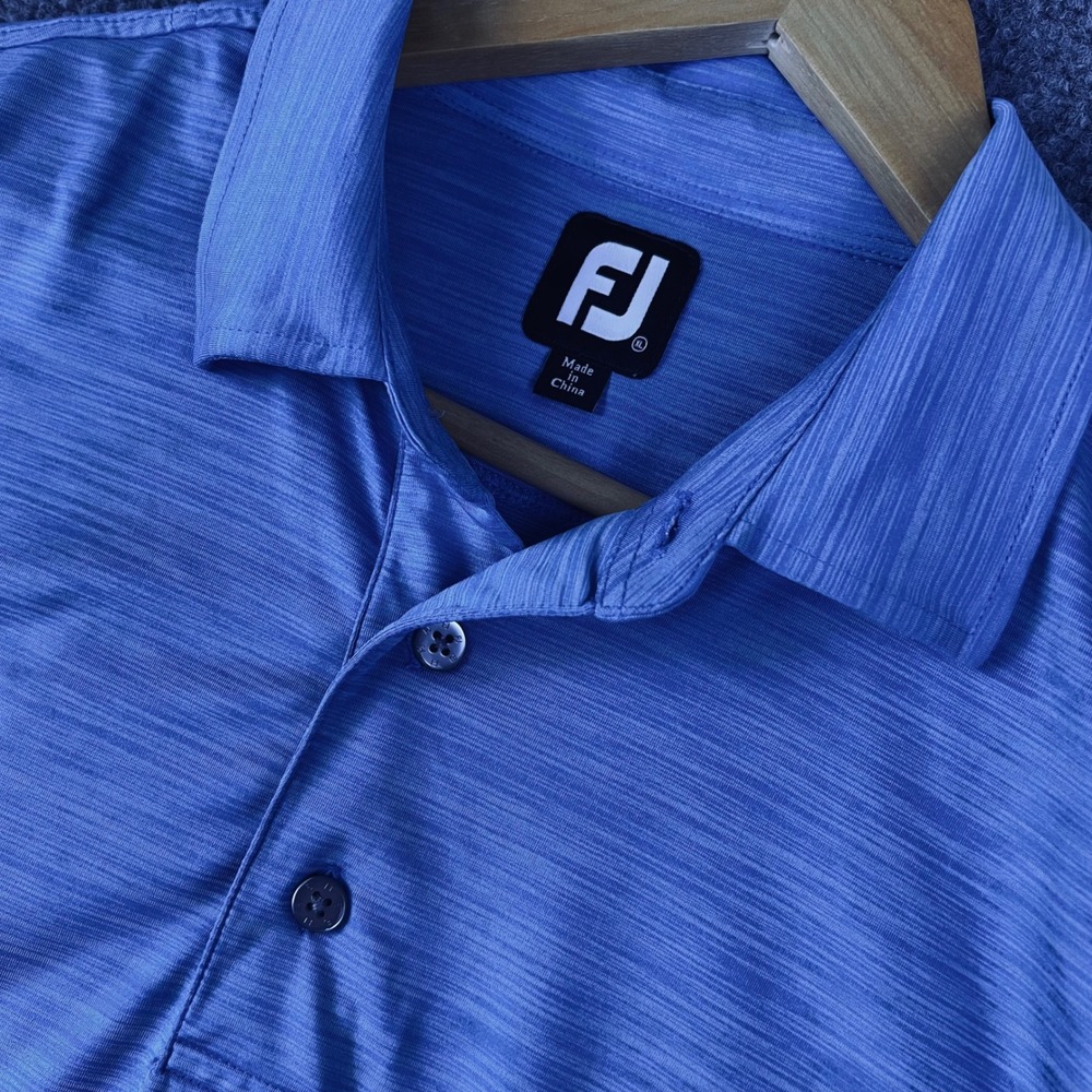 FootJoy Men's XL Blue Space Dye ProDry Golf Polo Shirt Short Sleeve Athletic FJ